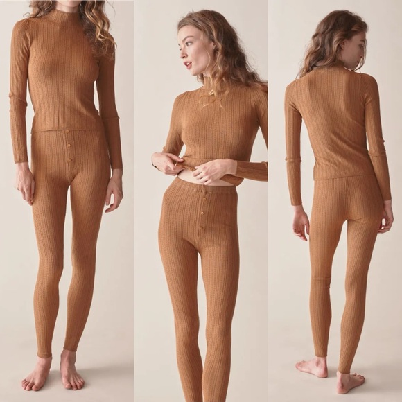 NWT Doen Leto Pant In Toasted Pecan Brown Pointelle Size XS
